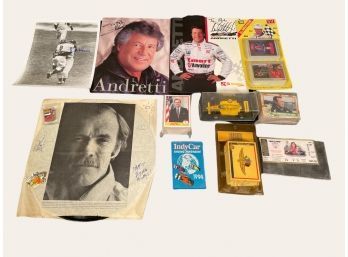 Mixed Lot Of Collectible Cards And Autographed Photo Posters And Record