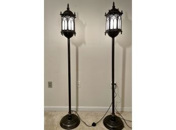 Pair Of Gothic Style Beautiful Lantern Floor Lamps 67' Inch