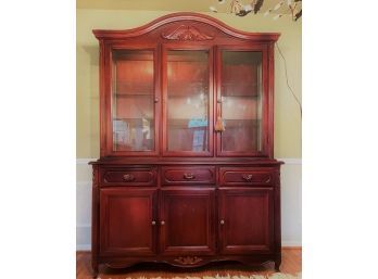 Beautiful And Rare Kimball Furniture Small Size Mahogany Cabinet With Glass Shelves Inside And The Light
