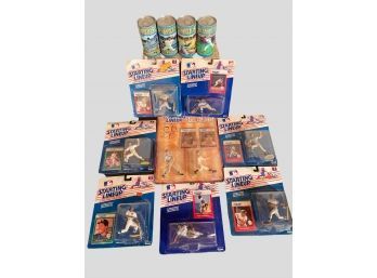Vintage Baseball Collectible Toys W/cards And Baseball Collectible Beer Cans