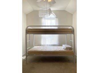 Twin Over Twin White Metal Tube Bunk Bed With Box Springs