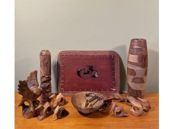 Mid Century Modern Hand Carved Wooden Items