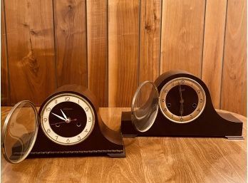 Lot Of 2 Art Deco Mantle Clocks (no Key Not Tested) Baduf German Art Deco Mantle Clock Badische Uhrenfabrik