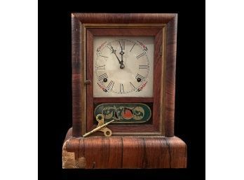 Antique Gilbert & Co Clock With Key 13.5 X 11 X 4.5