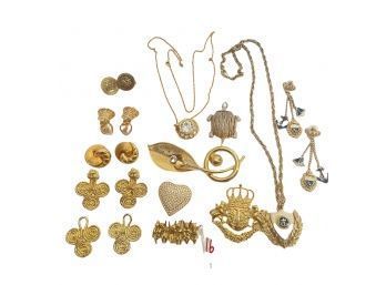 Lot Of Vintage Jewelry - Earrings, Brooches, Pendants W/chains #16