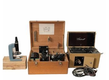 Rare Vintage Telescope/microscope With Original Box, Cardi-all Portable EKG Machine And Microscope (not Tested