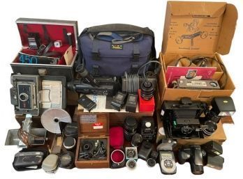 Huge Lot Of Vintage Cameras And Lenses