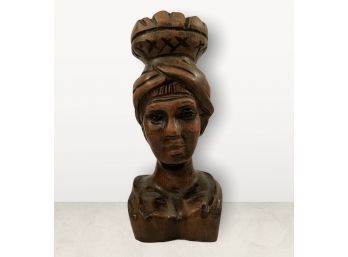 African Woman Hand Carved Wood Sculpture