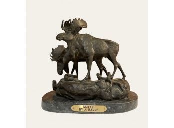 Antoine Barye 'Moose' Sculpture Recreated From The Original Sculpture In The Late 1800's. Signed