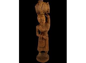 Beautiful Handcarved Art Sculpture Woman With Vessel