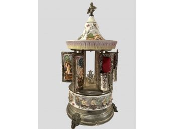 Awasome Reuge Simu Florence Musical Carousel Italy Works Beautifully (one Door Has Minor Damage When Opening)
