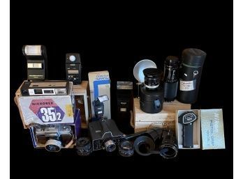 Large Lot Of Vintage Cameras And Lenses (not Tested)