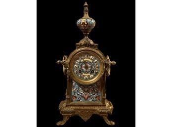 Antique French Gilt Bronze And Enamel Mantel Clock (key Is Missing And Clock Is Not Tested)