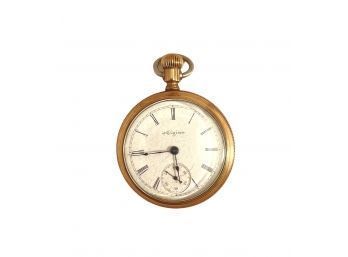 Antique Elgin Open Face 14k Yellow Gold Pocket Watch Tested And Works