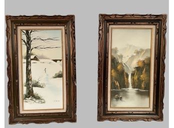 Two Beautiful Oil Paintings Artist Signed 19.5 X 32