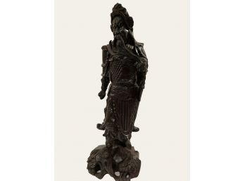Chinese Art Sculpture Carved Wood Warrior 21' Tall