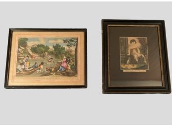 Hand-colored French Engraving After Francois Boucher 16 X 13 And 'mothers Pride' Vintage Etching 16 X 13.5