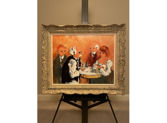 Large 32.5' By 38.5' Framed Original Oil On Canvas Titled 'un Rouge Pour Madame' By Urbain Huchet UH0057