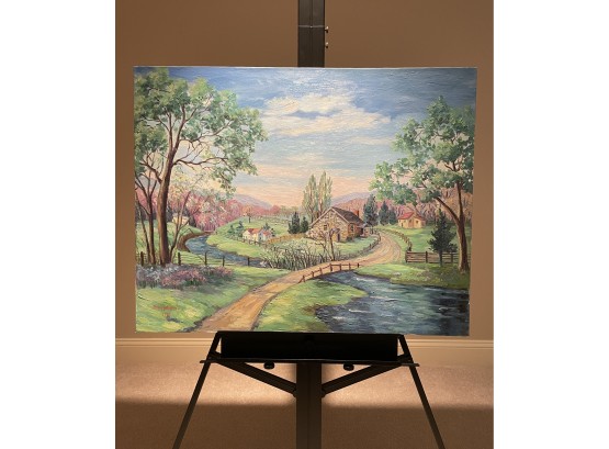 Large 30' By 38' Unframed Original Oil On Canvas Titled 'early Spring' 1989 By Ann Yost Whitesell AW0187