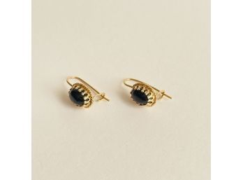 14K Yellow Gold Onyx Earrings 2.15G   #7