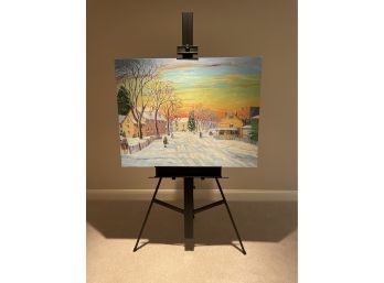 Ann Yost Whitesell 'Sunset In New Hope' Original Oil On Canvas C 1973, 32' By 42' Signed Unframed AW0062