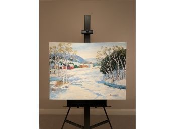 Ann Yost Whitesell 'The Snow Covered Waters' Original Oil On Canvas 30' By 40' Artist Signed Unframed