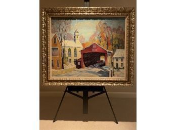 Ann Yost Whitesell 'Cross Over' 1972 Large 43' By 51' Framed Original Oil On Canvas Artist Signed AW0008