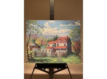 Ann Yost Whitesell 'The Old Houses' 30' By 38' Unframed Original Oil On Canvas 1989 Artist Signed AW0196