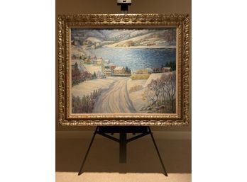 Ann Yost Whitesell Large Framed Original Oil On Canvas Painting 'Road To The Lake' C 1982, 45' By 53' AW0011