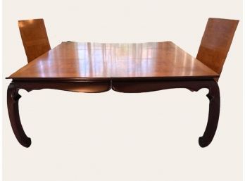 Asian Mahogany Burled Ashwood Dining Table With Additional Leaves And  Pads By R. O. C. Taiwan