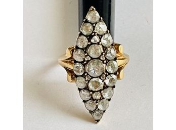 Antique 14K Yellow Gold Diamond Cocktail Ring