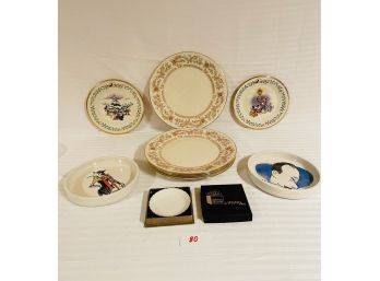 5 Dinner Plates Helmsley By Lenox, 2 Holiday Plates By Lenox, Souvenir Syracuse Plate & 2 Collectibles #80