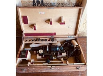 Vintage German Microscope With Accessories In The Original Case  #193
