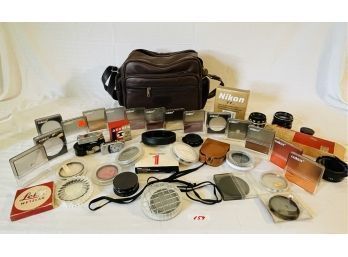 Lot Of Vintage Lenses, Filters And Vintage Camera Bag   #159