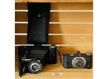Art Deco Kodak Folding Film Camera W/ Leather Case And Argus Anastigmat Camera #138