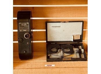 Vintage Keystone Movie Camera And Vintage Austin Photo Interpretometer With Case  #140