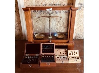 Henry Troemner Antique Scale And Antique Weights Sets Brass #271