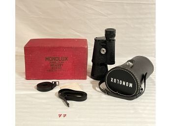 Vintage Monolux Monocular With Case And Original Box  #77