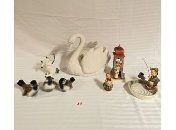 Beautiful Lot Of Porcelain Goebel W. Germany Collectible  Figurines And Swan  #81