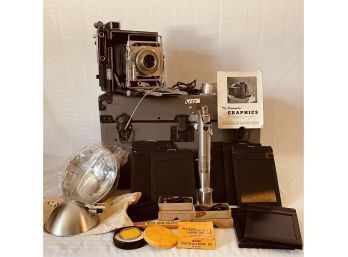 Gorgeous Pacemaker Crown Graphic Graflex Camera W/accessories, Manual & Original Case  Other Accessories #150