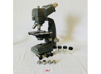 Vintage Bausch & Lomb Microscope And Vintage Microscope Lenses   #121