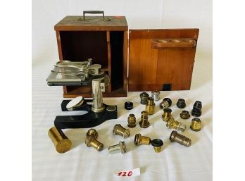 Vintage Bausch & Lomb Microscope And Vintage Microscope Lenses  #120