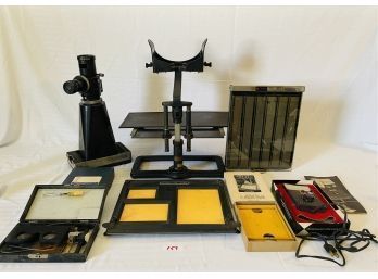 Miscellaneous Lot: Contact Proof Printer, 4-in-1 Premier Easel, Vtg Nikon Microscope Camera And More #153