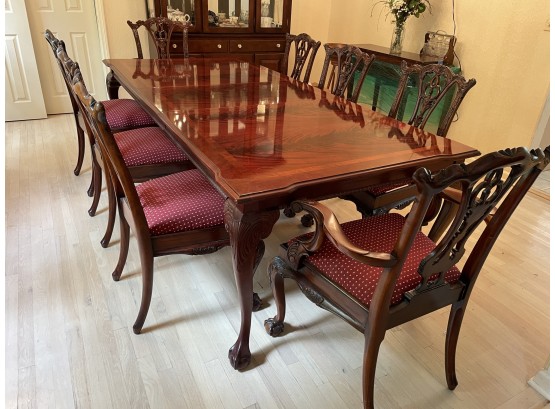 Gorgeous High Quality Chippendale Style Ball And Claw Mahogany Dining Table, Two Armchairs And Six Chairs #1