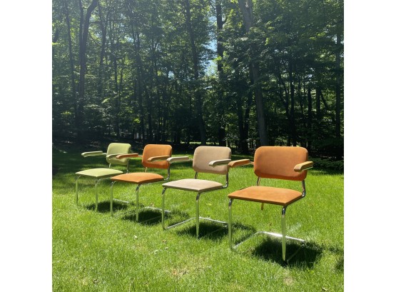 Colorful Set Of 4 MCM Metco Industries Chrome Chairs #25