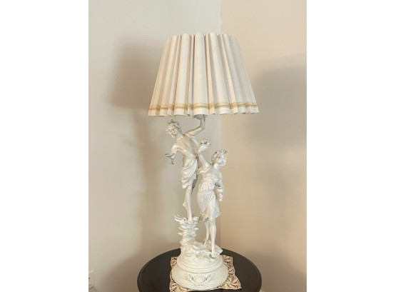 L & F Moreau Art Nouveau Table Lamp Sign On Base Very Good Condition #87