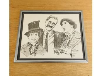 Marx Brothers Framed Lithograph Portrait By Lanse Signed And Numbered #71