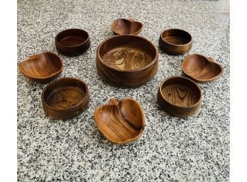 Lot Of Wallnut And Acacia Serving Bowls  #147