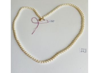 # 14K Gold Vintage Pearl Necklace  #223