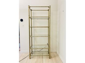 Mid Century Modern Gold Painted Etagere With Glass Shelves #103